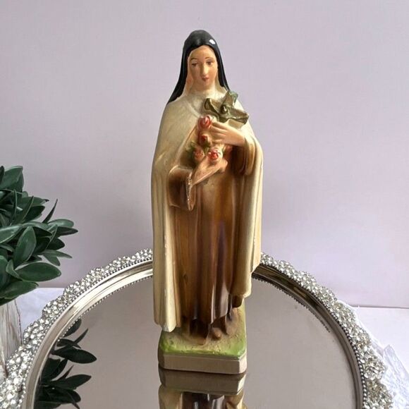 none Other - Saint Theresa of Lisieux vintage chalkware statue, plaster figure; beautiful